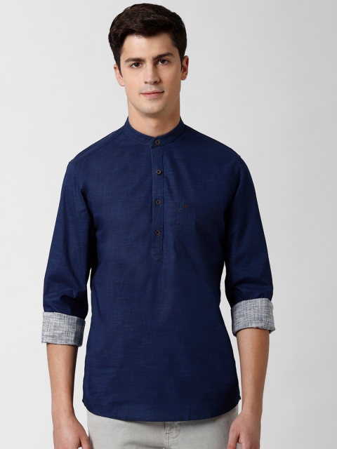 

Peter England Men Navy Blue Slim Fit Solid Cotton Casual Shirt
