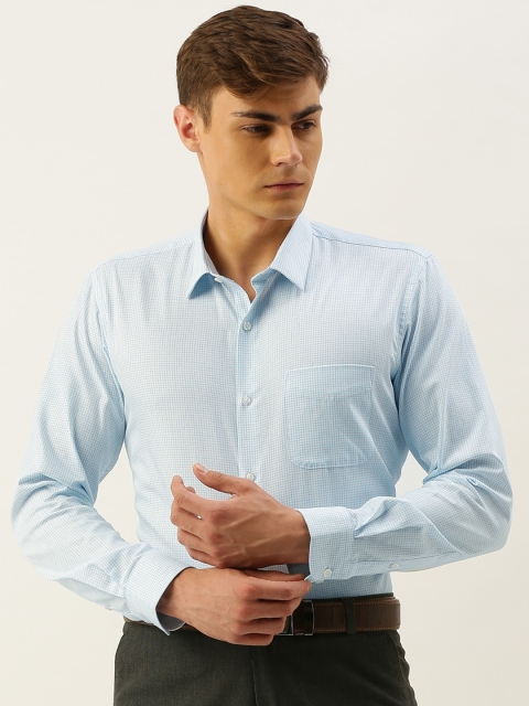 

Peter England Men White & Blue Regular Fit Checked Formal Shirt