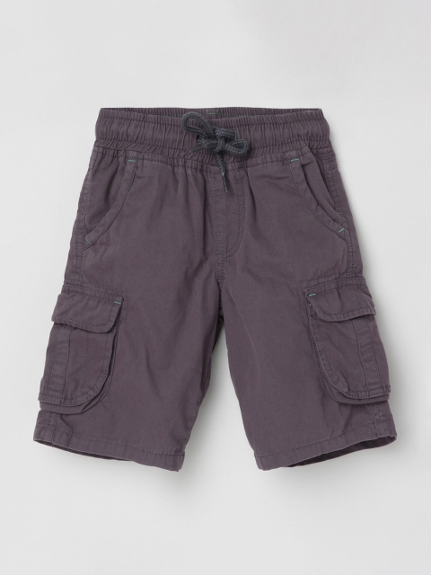 

max Boys Grey Solid Regular Fit Cargo Shorts