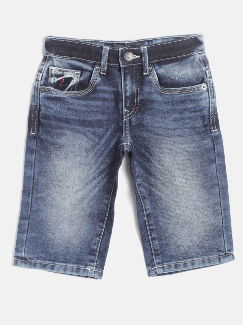 

Indian Terrain Boys Navy Blue Washed Mid-Rise Denim Shorts