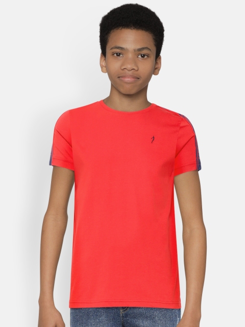 

Indian Terrain Boys Red Solid Pure Cotton Round Neck T-shirt