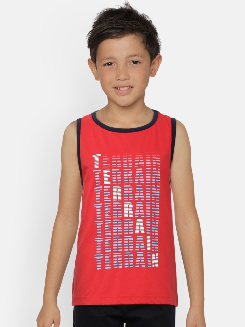 

Indian Terrain Boys Red Printed Sleeveless Round Neck T-shirt