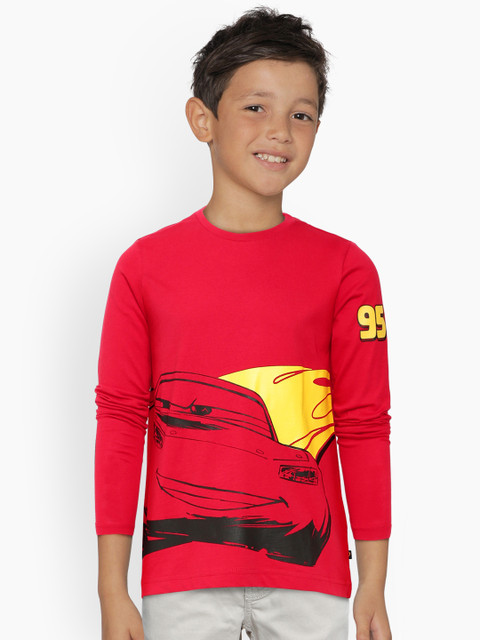 

Indian Terrain Boys Red Cars Print Round Neck Pure Cotton T-shirt