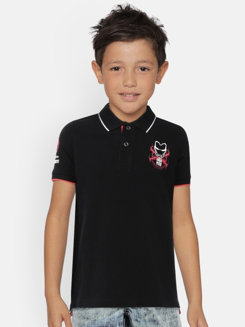

Indian Terrain Boys Black Solid Pure Cotton Polo Collar Pure Cotton T-shirt