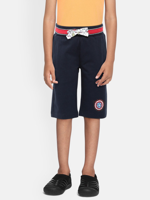 

Indian Terrain Boys Navy Blue Avengers Printed Pure Cotton Regular Fit Shorts