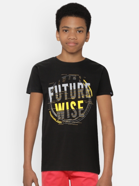 

Indian Terrain Boys Black Printed Round Neck Pure Cotton T-shirt