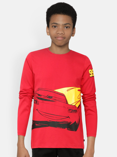 

Indian Terrain Boys Red Printed Round Neck Pure Cotton T-shirt