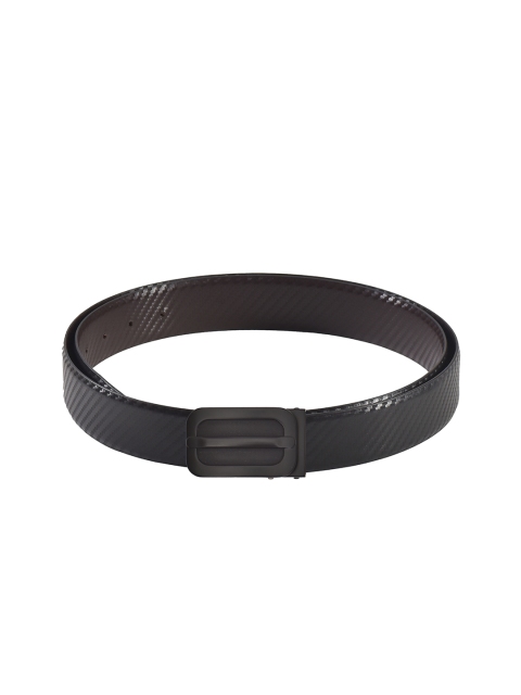 

Second SKIN Men Black & Brown Textured Genuine Leather Reversible Belt