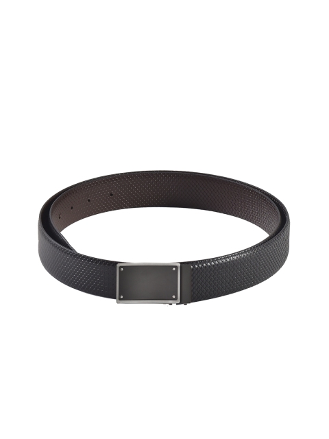 

Second SKIN Men Black & Brown Textured Genuine Leather Reversible Belt