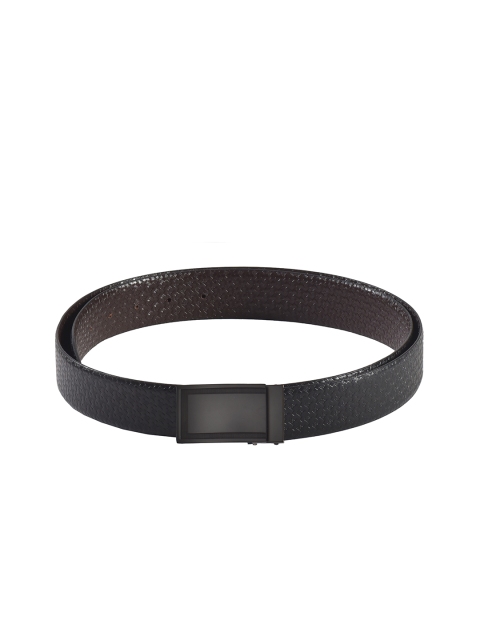 

Second SKIN Men Black & Brown Textured Genuine Leather Reversible Belt