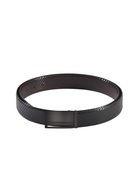 

Second SKIN Men Brown & Black Textured Genuine Leather Reversible Belt
