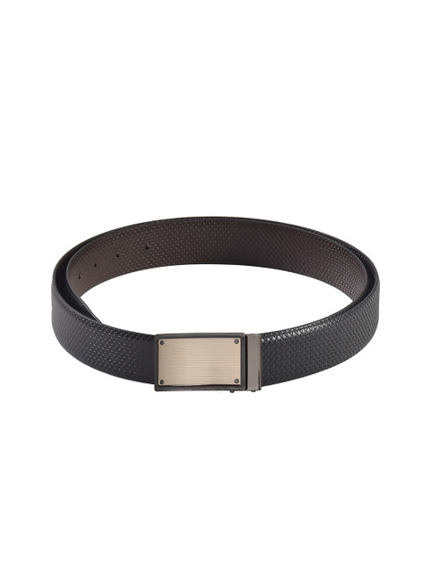 

Second SKIN Men Black & Brown Textured Genuine Leather Reversible Belt