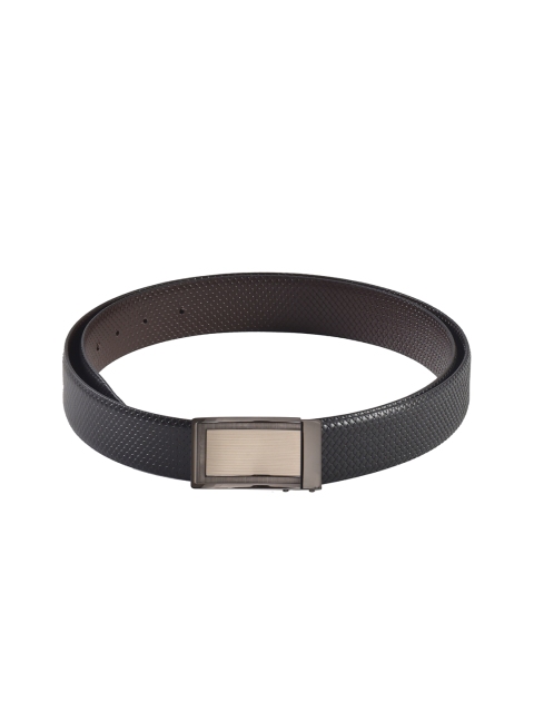 

Second SKIN Men Black & Brown Textured Genuine Leather Reversible Belt