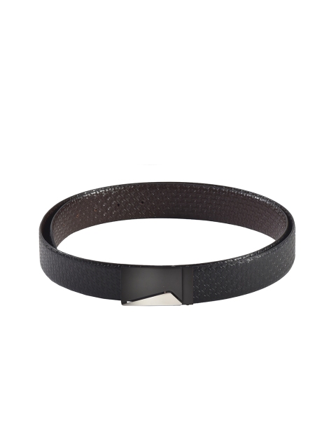 

Second SKIN Men Black & Brown Textured Genuine Leather Reversible Belt