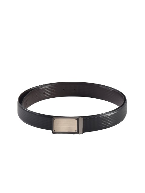 

Second SKIN Men Black & Brown Textured Genuine Leather Reversible Belt
