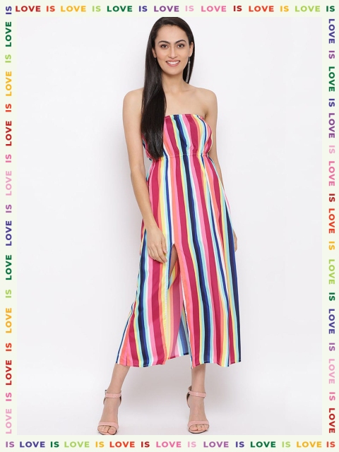 

ALL WAYS YOU Women Multicoloured Striped Fit and Flare Dress, Multi