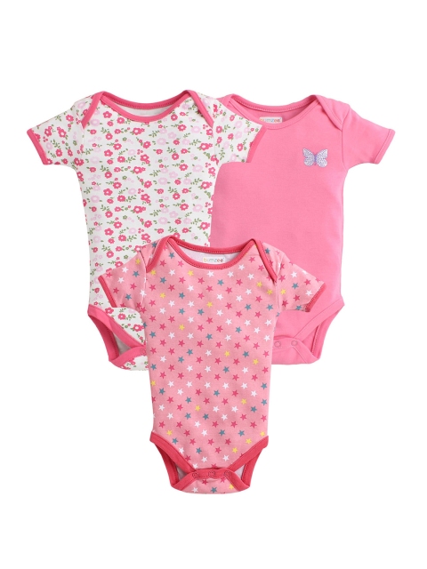 

BUMZEE Kids Pack of 3 Pink Printed Bodysuits