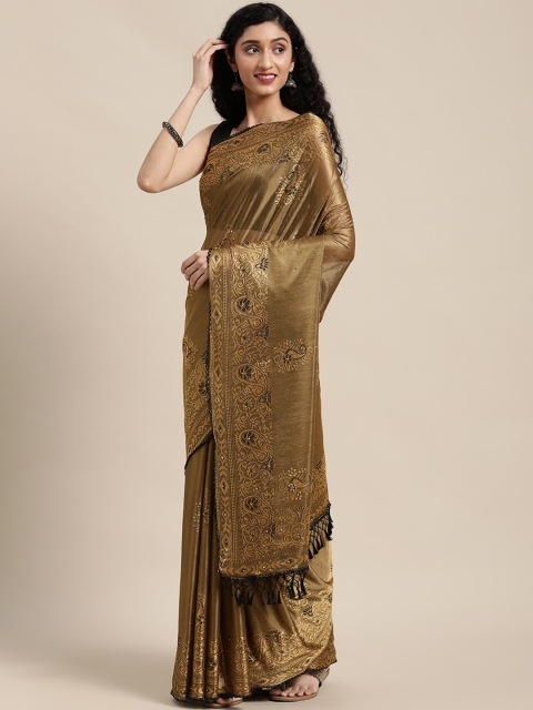 

Anouk Brown Embellished Beads and Stones Saree