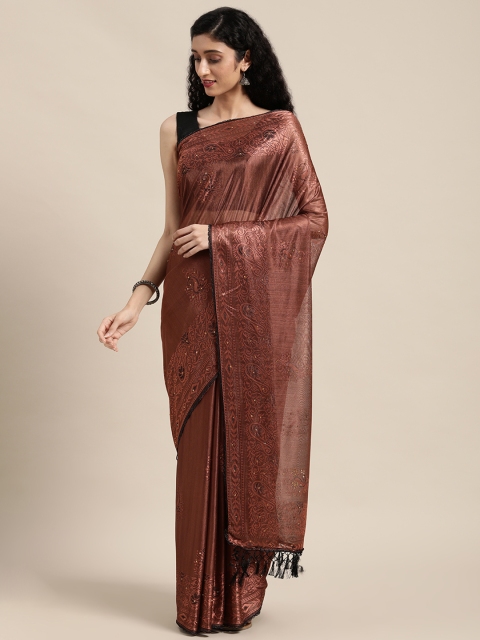 

Anouk Brown Embellished Beads and Stones Saree