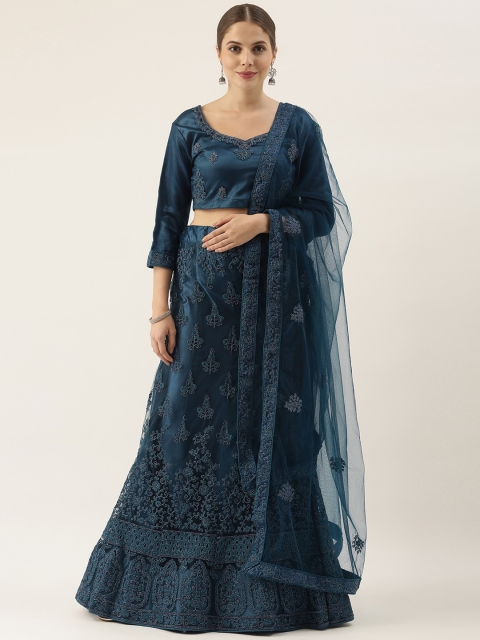 

Soch Women Teal Embroidered Net Embroidered Lehenga Choli