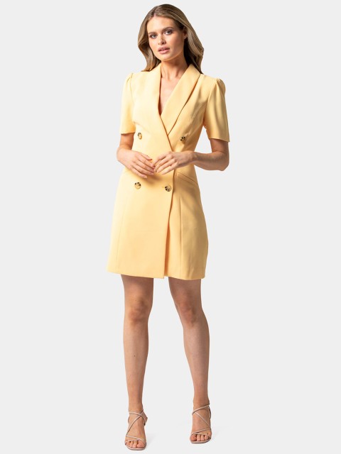

Forever New Women Yellow Solid Wrap Dress