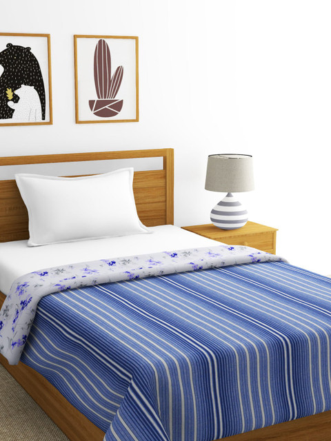 

BIANCA Purple & Off-White Floral AC Room 300 GSM Single Bed Dohar