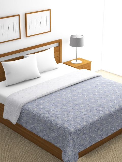 

BIANCA Grey & White Floral AC Room 300 GSM Double Bed Dohar