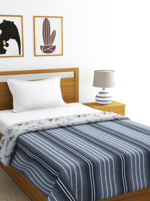 

BIANCA Grey & Green Floral AC Room 300 GSM Single Bed Dohar