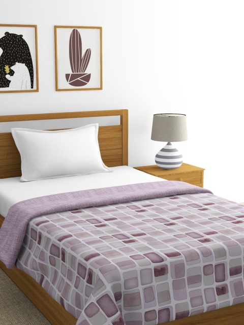 

BIANCA Purple & Pink Geometric Cotton AC Room 300 GSM Single Bed Dohar