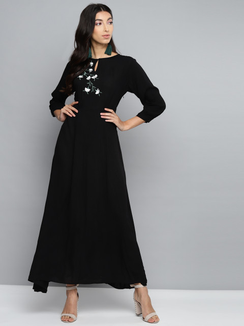 

Femella Women Black Solid Maxi Dress