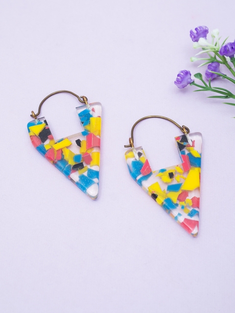 

Golden Peacock Yellow & Blue Geometric Drop Earrings