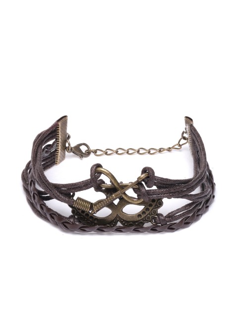 

Golden Peacock Coffee Brown Leather Multistrand Charm Bracelet