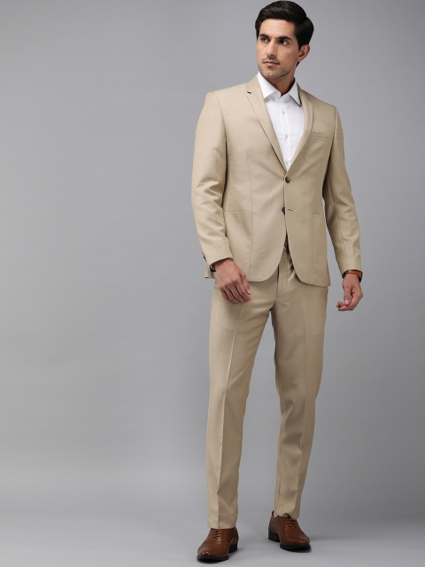 

Park Avenue Men Beige Solid Super Slim Fit Single-Breasted Formal Suit