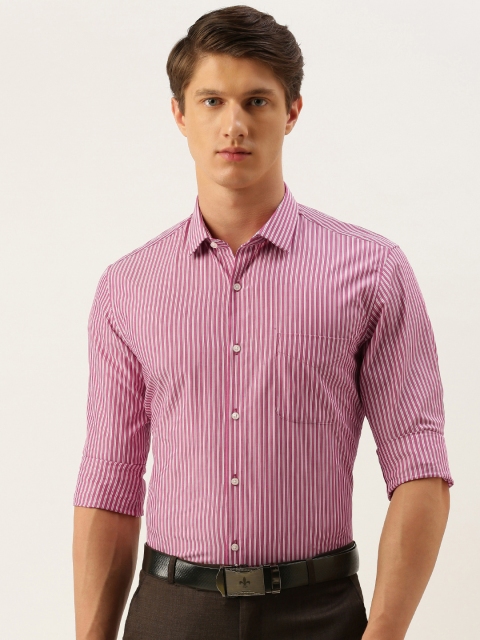 

Peter England Men Magenta & White Regular Fit Striped Formal Shirt