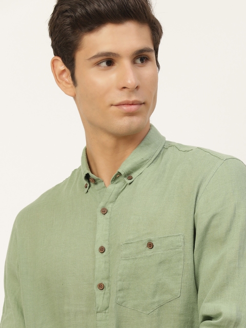 

Peter England Casuals Men Green Casual Shirt