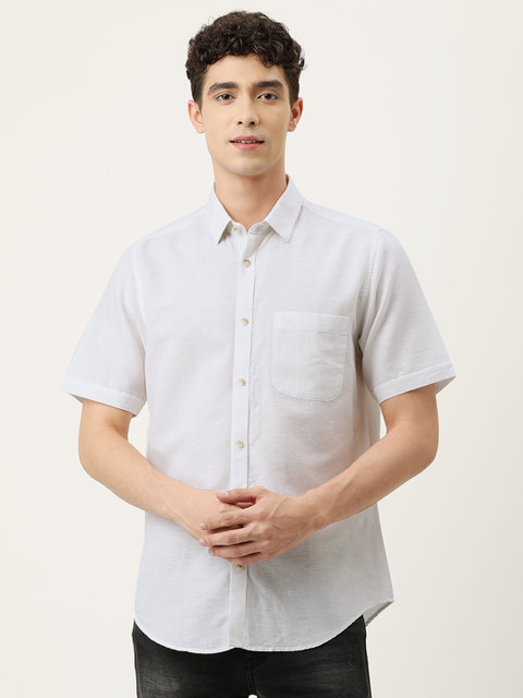 

Peter England Casuals Men White Slim Fit Casual Shirt