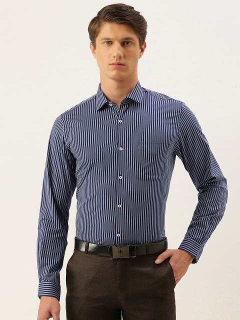 

Peter England Men Navy Blue & White Slim Fit Striped Formal Shirt