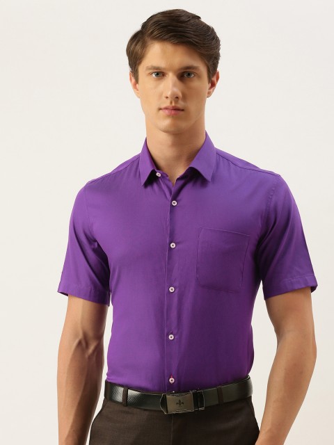

Peter England Men Purple Regular Fit Self Design Formal Shirt