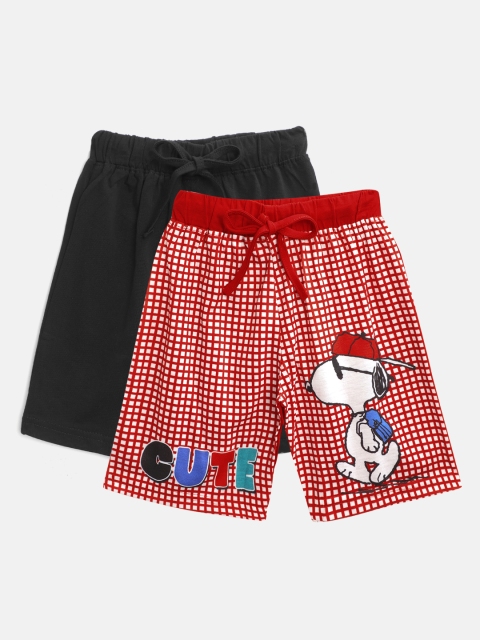 

Eteenz Boys Pack of 2 Pure Cotton Shorts, Red