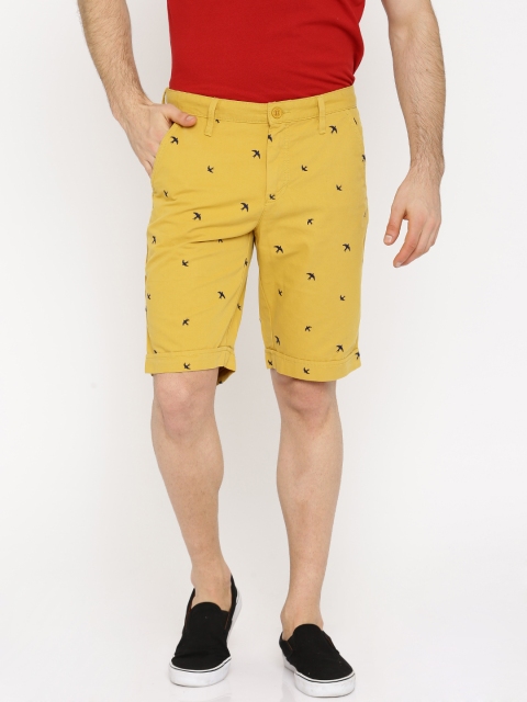 

Allen Solly Men Mustard Yellow Printed Regular Fit Shorts