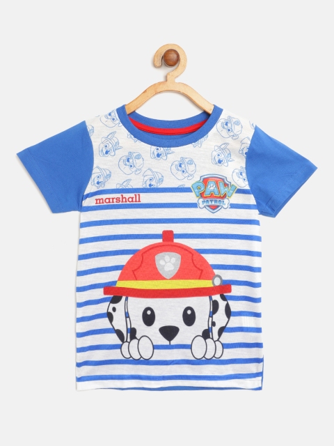 

Eteenz Boys Blue Off-White Paw Patrol Marshall Print Round Neck Pure Cotton T-shirt