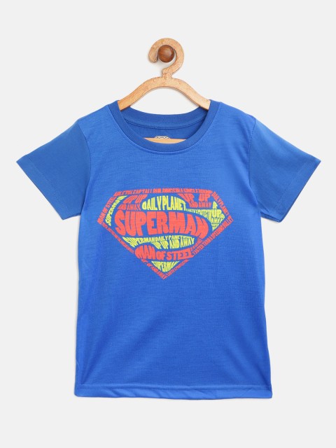 

Eteenz Boys Blue & Coral Orange Superman Print Cotton Round Neck T-shirt