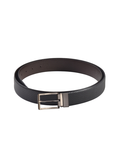 

Second SKIN Men Black & Brown Textured Genuine Leather Reversible Belt