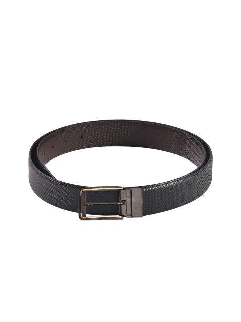 

Second SKIN Men Black & Brown Textured Genuine Leather Reversible Belt