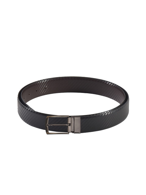 

Second SKIN Men Black & Brown Textured Genuine Leather Reversible Belt