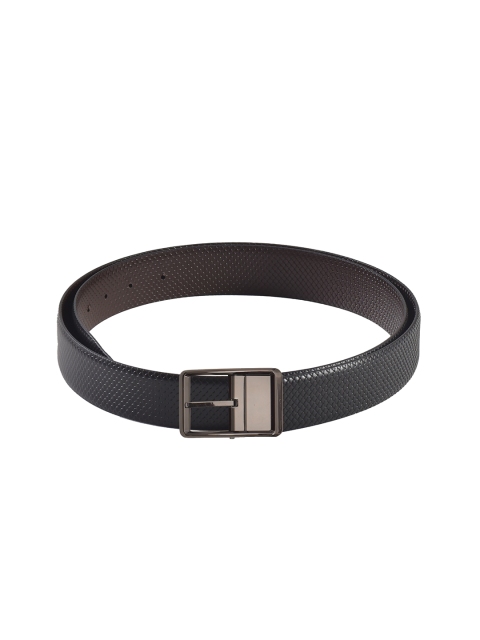 

Second SKIN Men Black & Brown Textured Genuine Leather Reversible Belt