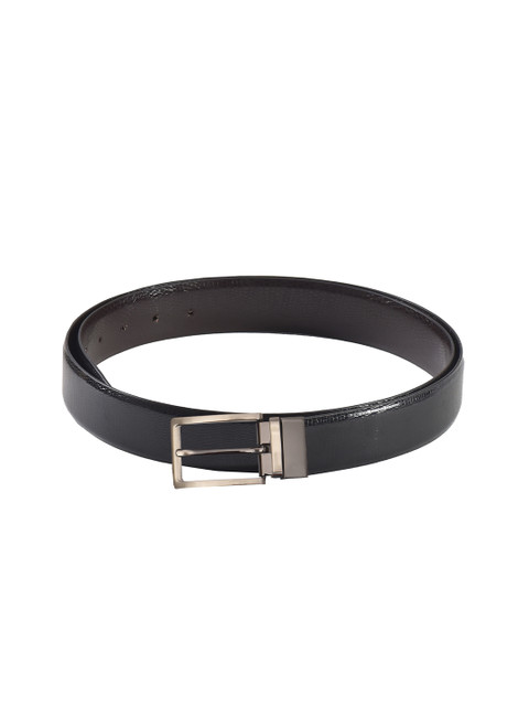 

Second SKIN Men Black & Brown Textured Genuine Leather Reversible Belt