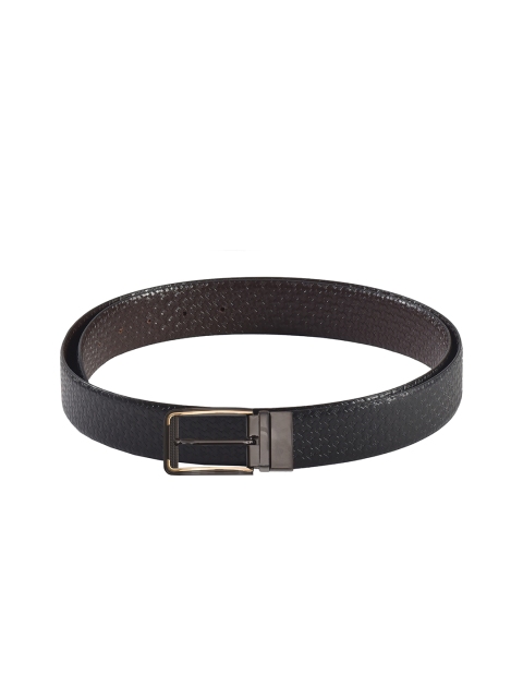 

Second SKIN Men Black & Brown Textured Genuine Leather Reversible Belt