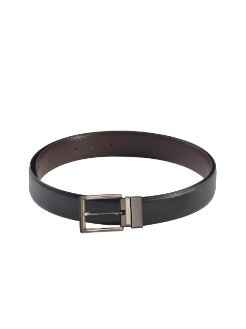 

Second SKIN Men Black & Brown Textured Genuine Leather Reversible Belt