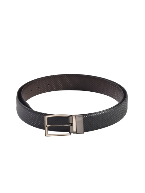 

Second SKIN Men Black & Brown Textured Genuine Leather Reversible Belt